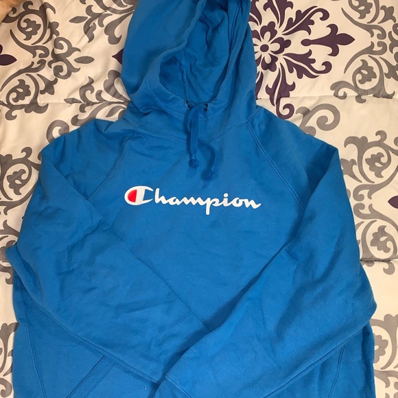 Blue champion women’s high collar hoodie - Picture 2 of 5